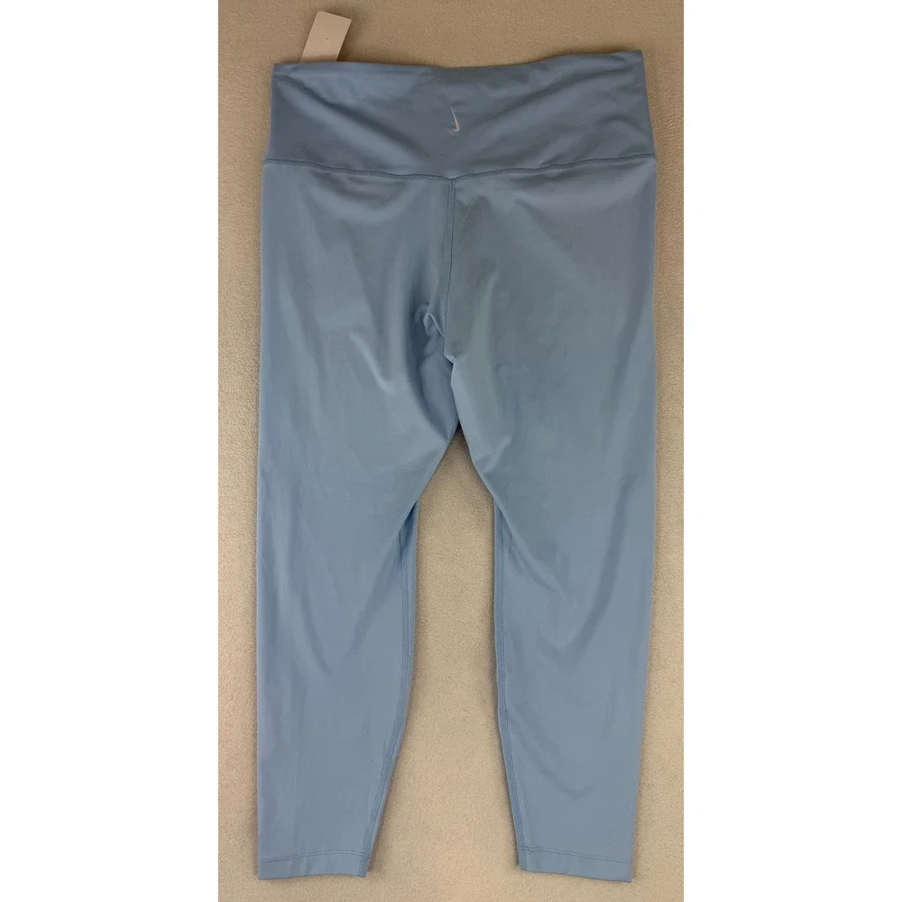 Nike Yoga Leggings Womens XXL Blue Rainbow Trim High Rise 7/8 Dri-FIT CU5360-436